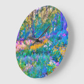印象派カラフル庭園風景花 ラージ壁時計 (傾斜)
