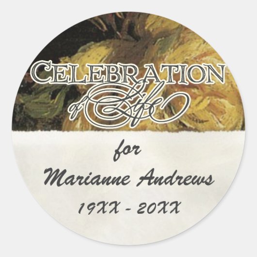 印象派コーラルイエローローズ2メモリアル ラウンドシール (正面)