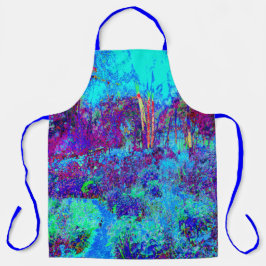 印象派サイケデリックのブルーガーデン風景 エプロン