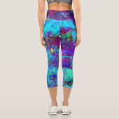 印象派サイケデリックのブルーガーデン風景 カプリレギンス (裏面)