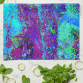 印象派サイケデリックのブルーガーデン風景 キッチンタオル (折り畳み)