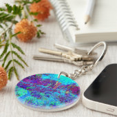 印象派サイケデリックのブルーガーデン風景 キーホルダー (正面右)