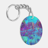 印象派サイケデリックのブルーガーデン風景 キーホルダー (正面左)