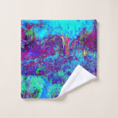 印象派サイケデリックのブルーガーデン風景 バスタオルセット (ウォッシュタオル)