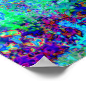 印象派サイケデリックのブルーガーデン風景 ポスター (角)