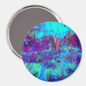 印象派サイケデリックのブルーガーデン風景 マグネット (正面/裏面)