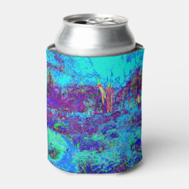 印象派サイケデリックのブルーガーデン風景 缶クーラー