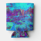 印象派サイケデリックのブルーガーデン風景 缶クーラー (正面)