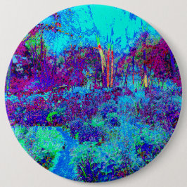 印象派サイケデリックのブルーガーデン風景 缶バッジ