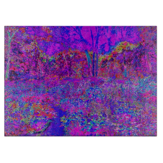 印象派サイケデリックの紫色の風景 カッティングボード (正面)