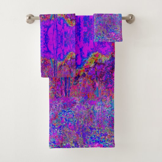 印象派サイケデリックの紫色の風景 バスタオルセット (インサイチュ)