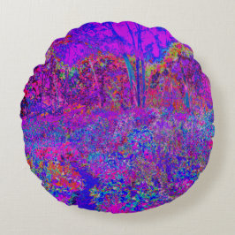 印象派サイケデリックの紫色の風景 ラウンドクッション