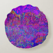 印象派サイケデリックの紫色の風景 ラウンドクッション (裏面)