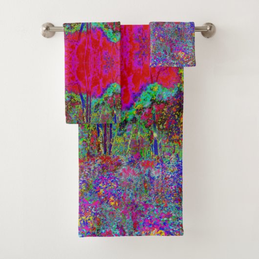 印象派サイケデリック庭園風景 バスタオルセット (インサイチュ)