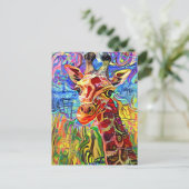 印象派ジャングルキリン絵画ポートレート ポストカード (スタンド正面)