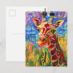 印象派ジャングルキリン絵画ポートレート ポストカード