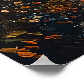 印象派スタイルの夕焼けのパリの街 ポスター (角)