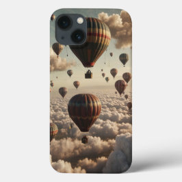 印象派スタイルの熱気球が空に iPhone 13ケース