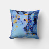 印象派スタイルキッテンアートfor猫好きブルー クッション (正面)