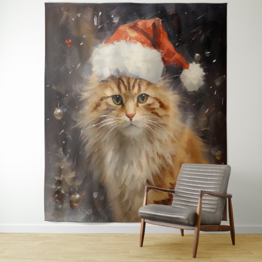 印象派タペストリーのクリスマスキャット タペストリー (インサイチュ)