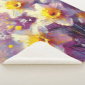 印象派ダフォディルフローラ紫イエローアート シェルパブランケット (3/4)