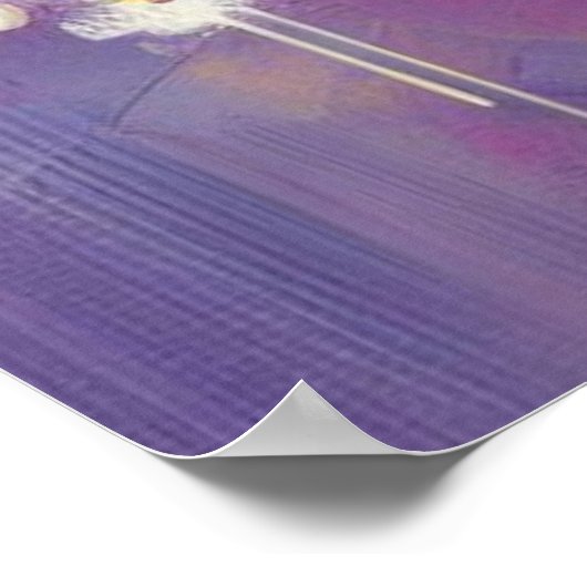 印象派ダフォディルフローラ紫イエローアート ポスター (角)