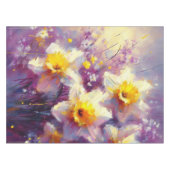 印象派ダフォディルフローラ紫イエロー テーブルクロス (正面(横))