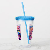 印象派トンボがピンクデイジーフローラ アクリルタンブラー (左)