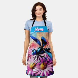 印象派トンボがピンクデイジーフローラ エプロン