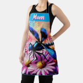 印象派トンボがピンクデイジーフローラ エプロン (インサイチュ)