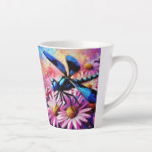 印象派トンボがピンクデイジーフローラ カフェラテマグ (右)