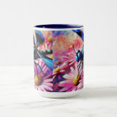 印象派トンボがピンクデイジーフローラ マグカップ (中央)