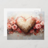 印象派ハート&フラワーバレンタイン ポストカード (正面/裏面)
