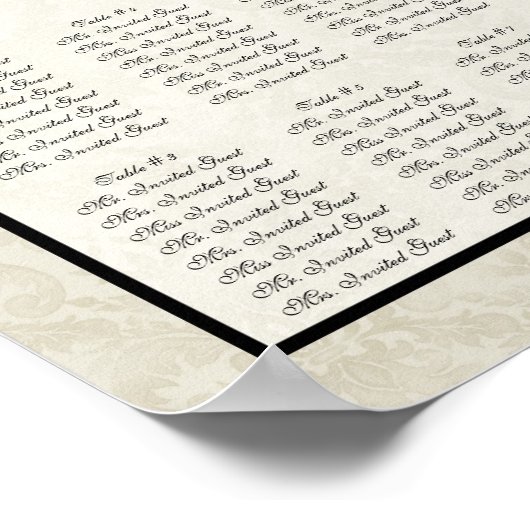 印象派バラ披露宴表の座席表 ポスター (角)