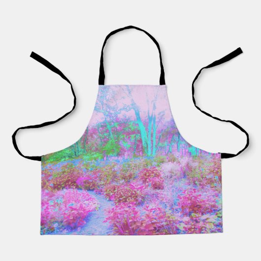 印象派ピンクとターコイズ抽象芸術園 エプロン (正面)
