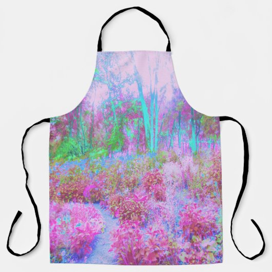 印象派ピンクとターコイズ抽象芸術園 エプロン (正面)