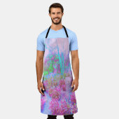 印象派ピンクとターコイズ抽象芸術園 エプロン (着用した状態)