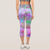 印象派ピンクとターコイズ抽象芸術園 カプリレギンス (裏面)