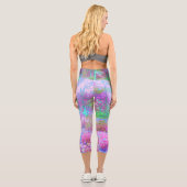 印象派ピンクとターコイズ抽象芸術園 カプリレギンス (裏面)