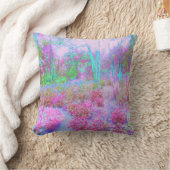 印象派ピンクとターコイズ抽象芸術園 クッション (ブランケット)