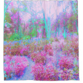 印象派ピンクとターコイズ抽象芸術園 シャワーカーテン (正面)