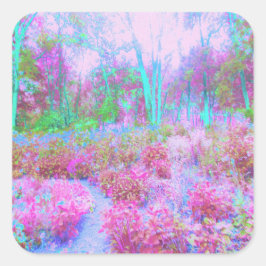 印象派ピンクとターコイズ抽象芸術園 スクエアシール