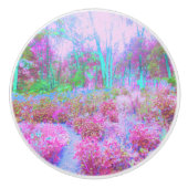 印象派ピンクとターコイズ抽象芸術園 セラミックノブ (正面)