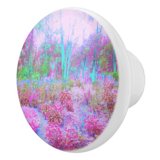 印象派ピンクとターコイズ抽象芸術園 セラミックノブ (右)