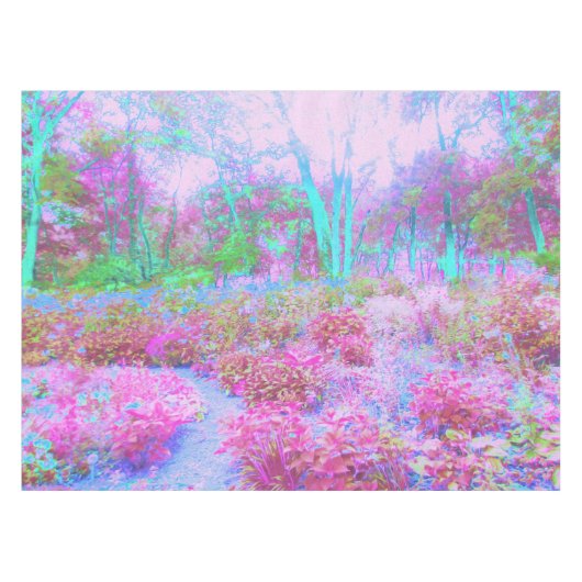 印象派ピンクとターコイズ抽象芸術園 テーブルクロス (正面(横))