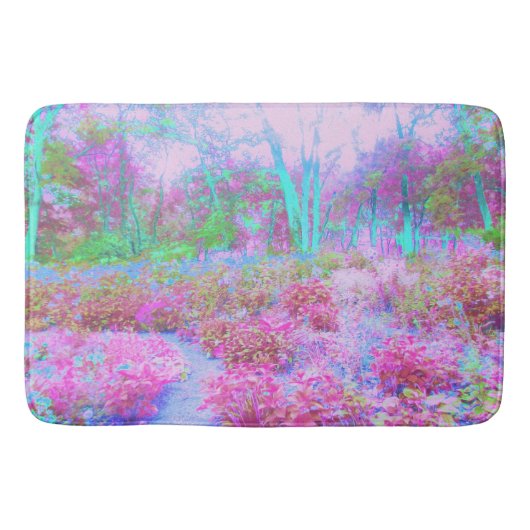 印象派ピンクとターコイズ抽象芸術園 バスマット (正面)