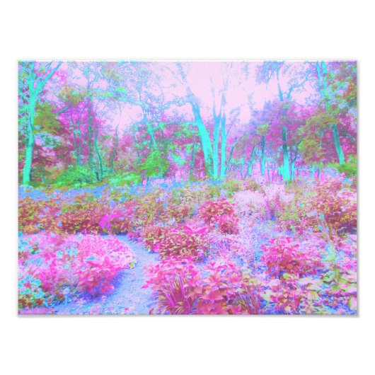 印象派ピンクとターコイズ抽象芸術園 フォトプリント (正面)