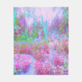 印象派ピンクとターコイズ抽象芸術園 フリースブランケット (正面)