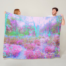 印象派ピンクとターコイズ抽象芸術園 フリースブランケット
