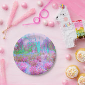 印象派ピンクとターコイズ抽象芸術園 ペーパープレート (パーティー)